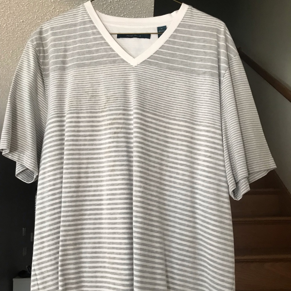 Perry Ellis White/Gray V-Neck size XL